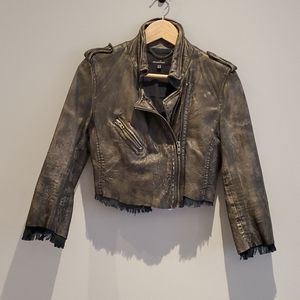 Muubaa Genuine Leather Distressed Crop Jacket Sz.6